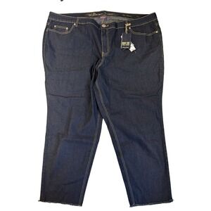 Avenue Jeans Womens 26 Skinny Dark Wash Jeans Comfort Stretch Minimalist Raw Hem